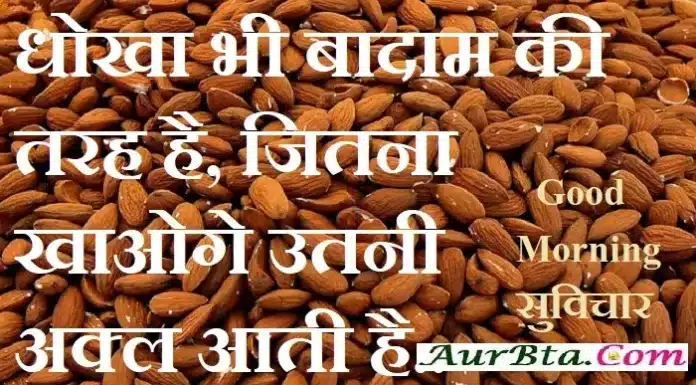 धोखा भी बादाम की तरह है जितना खाओंगे उतनी अक्ल आएगी – सुविचार Thoughts-in-hindi Tuesday-Prernadayak-Suvichar-Status-Good-Morning-Quote-Inspirational-Motivational-Quotes, dhokha bhi badam ki tarah hai jitna khaonge utni akl aati hai