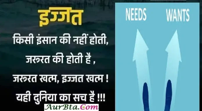 Thoughts – इज्ज़त किसी इंसान की नहीं होती, जरुरत की होती है… Thoughts-in-hindi-Tuesday-suvichar-suprabhat-motivational-quotes-in-hindi, izzat insan ki nahi hoti jarurat ki hoti hai jarurat khtm izzat khatm yahi duniya ka sach hai