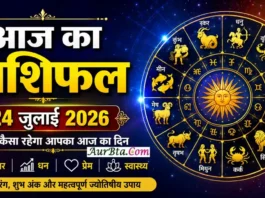 Aaj Ka Rashifal 24 July 2026 : मेष से मीन तक जानें कैसा रहेगा आपका दिन Aaj Ka Rashifal 24 July 2026 : आज का राशिफल 24 जुलाई 2026 - सभी 12 राशियों का दैनिक राशिफल, शुभ रंग, शुभ अंक, करियर, प्रेम, स्वास्थ्य और धन संबंधी भविष्यफल